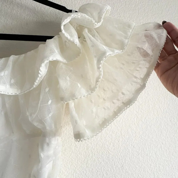 Camila Coelho Eva Mini Dress Ruched Mesh White Ivory Size Medium - Picture 7 of 14